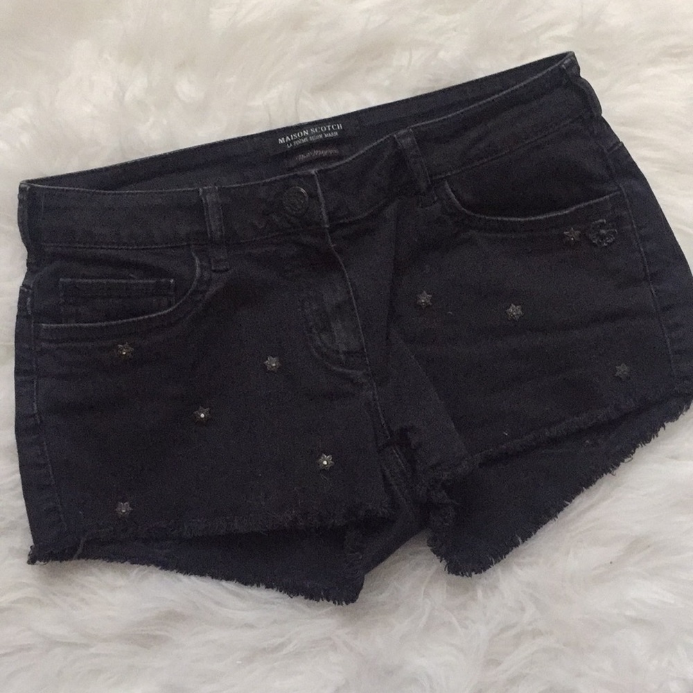 Maison scotch denim studded shorts